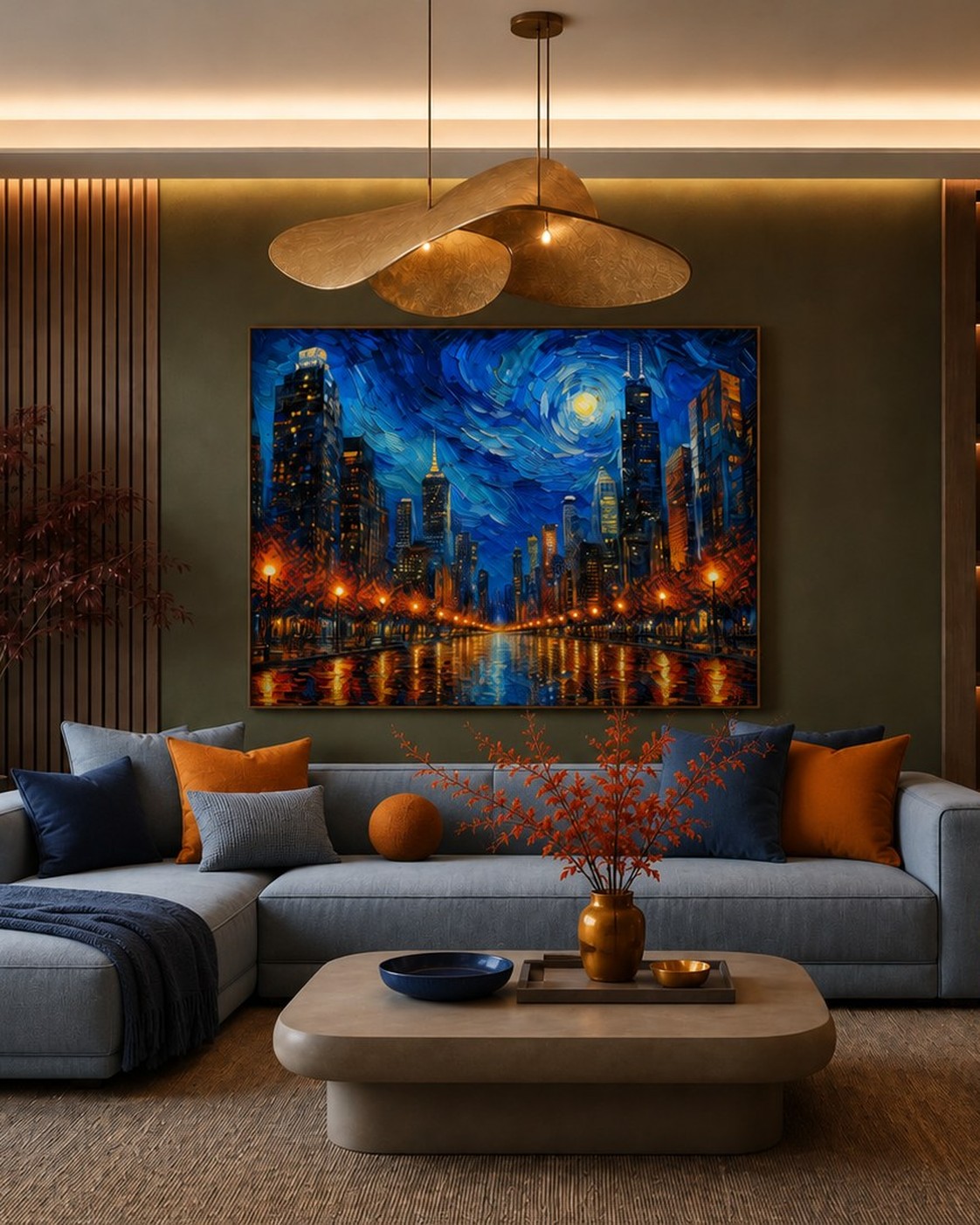 Sala decorada con retablo ETERIAL personalizado